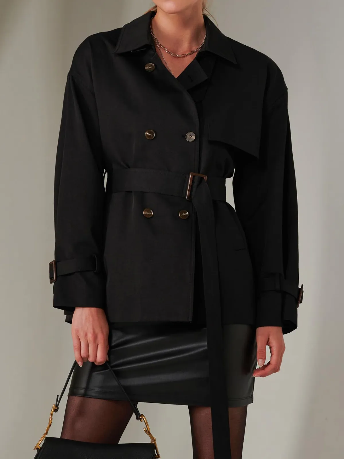 Jolie Moi Coats & Jackets-hort Trench Coat, Black