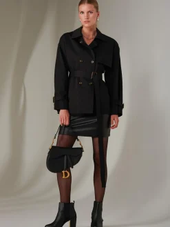 Jolie Moi Coats & Jackets-hort Trench Coat, Black