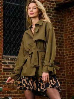 Jolie Moi Coats & Jackets-hort Trench Coat, Khaki