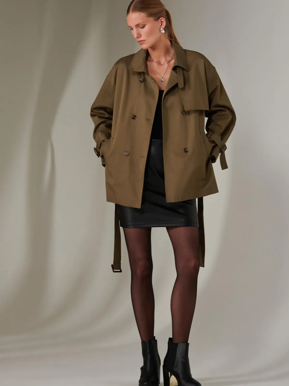 Jolie Moi Coats & Jackets-hort Trench Coat, Khaki