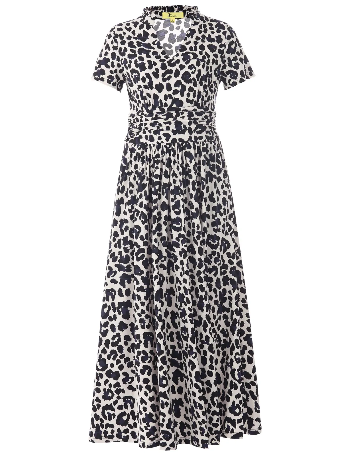 Jolie Moi Occasion Dresses|Office Dresses-Stand Collar V Neck Print Maxi Dress, Pink Animal