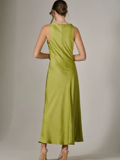 Jolie Moi Mother Of The Bride|Occasion Dresses-Twisted Shoulder Cowl Neck Midaxi Dress, Green