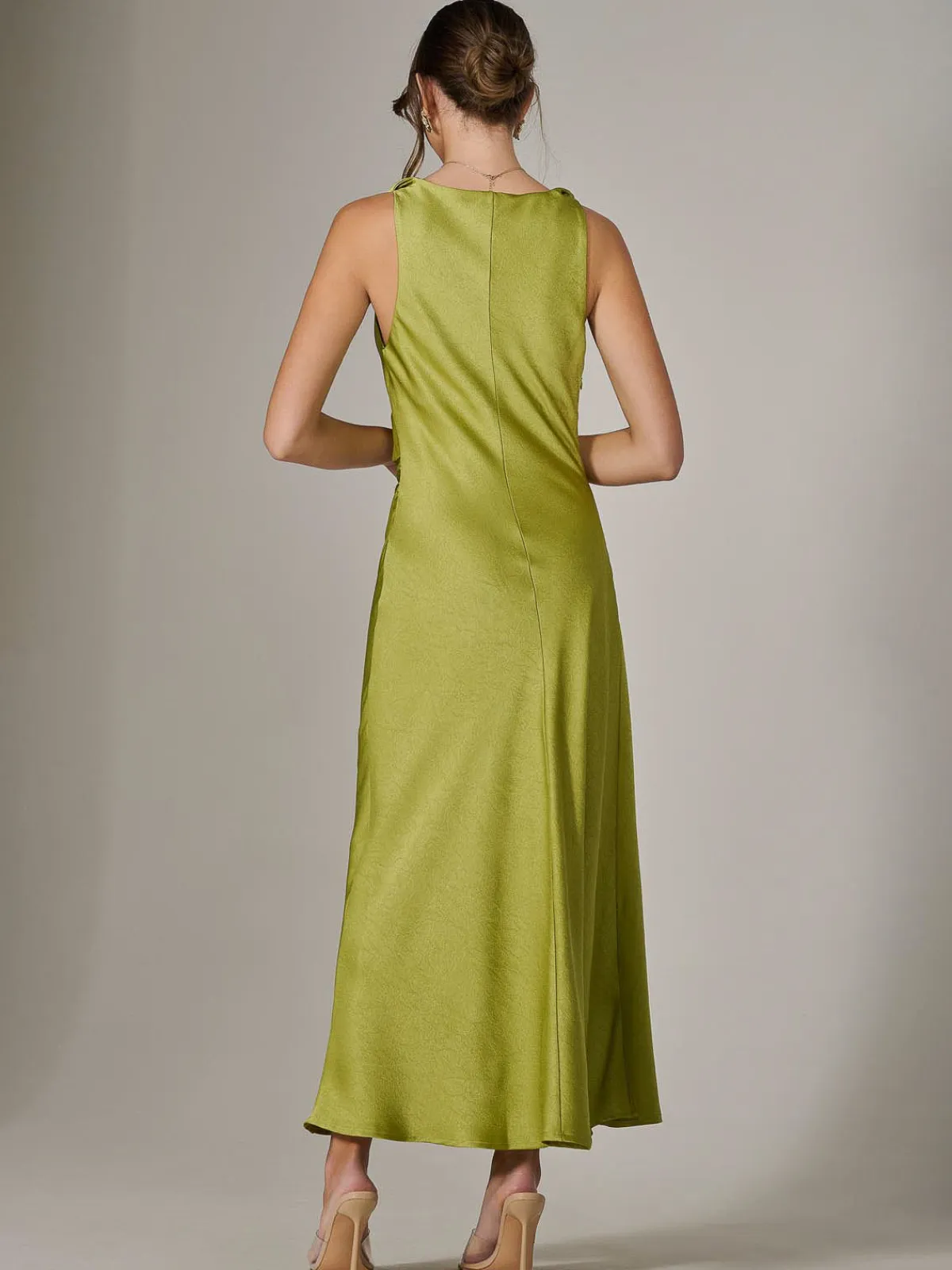 Jolie Moi Mother Of The Bride|Occasion Dresses-Twisted Shoulder Cowl Neck Midaxi Dress, Green