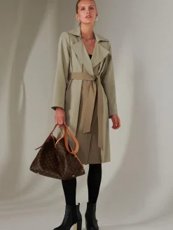 Jolie Moi Coats & Jackets-Two Tone Contrat Trench Coat, Khaki