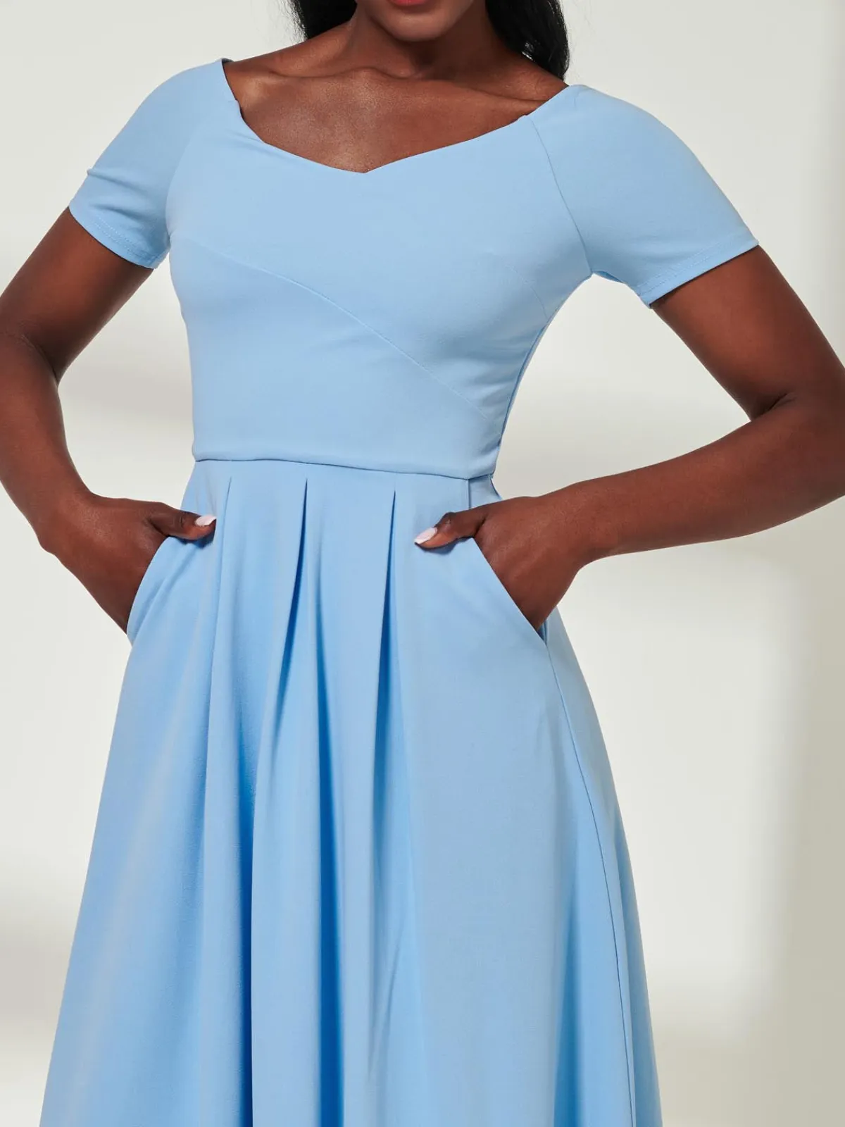 Jolie Moi Mother Of The Bride|Occasion Dresses-Yana Off Shoulder Scuba Maxi Dress, Blue