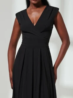 Jolie Moi Mother Of The Bride|Midi Dresses-Yuina Scuba Pleated Flare Midi Dress, Black